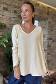 Made in Italy Juno Two Tone Knit Cream & Deep Lagoon